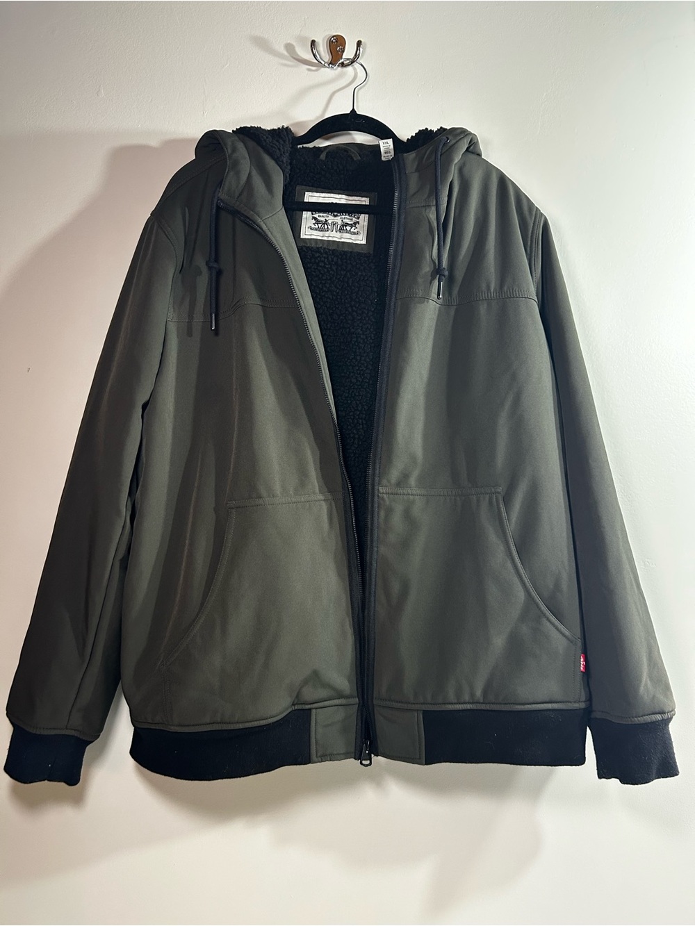 Men's Levi’s Hooded Sherpa-Lined Jacket in Olive Green